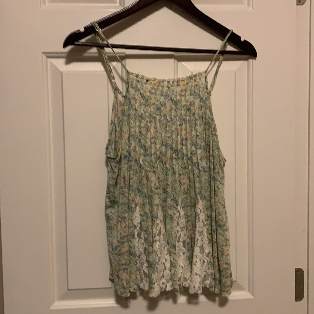 Free people floral and lace top
